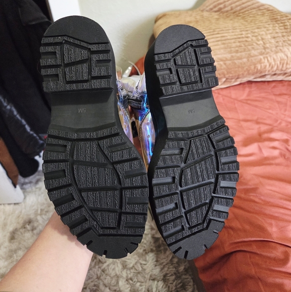 Dolls Kill Iridescent Lace-Up Knee-High Boots - NWOT - Picture 4 of 5